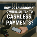 How do laundromat owners switch to cashless payments?
