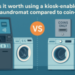 Is it worth using a kiosk-enabled laundromat compared to coin-only?